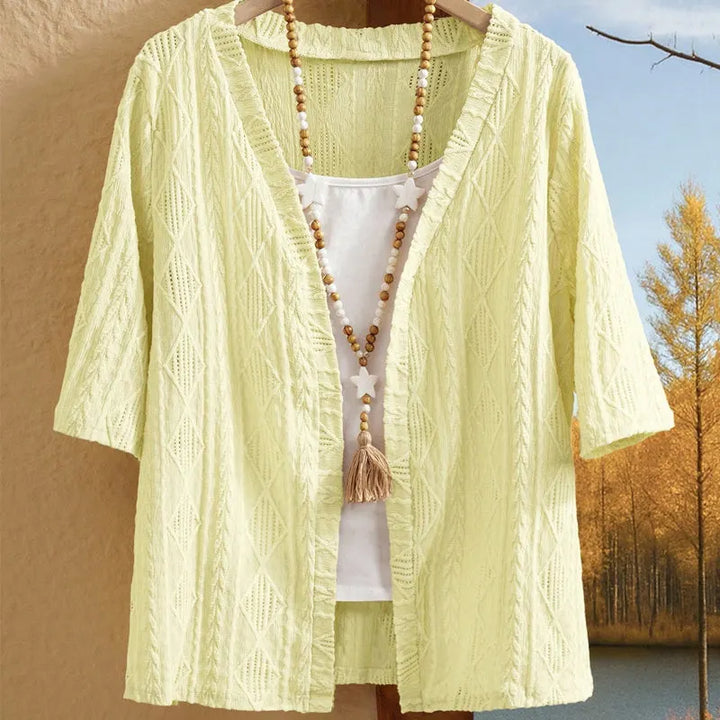 Delienne - Softtouch-Cardigan mit Ajourmuster