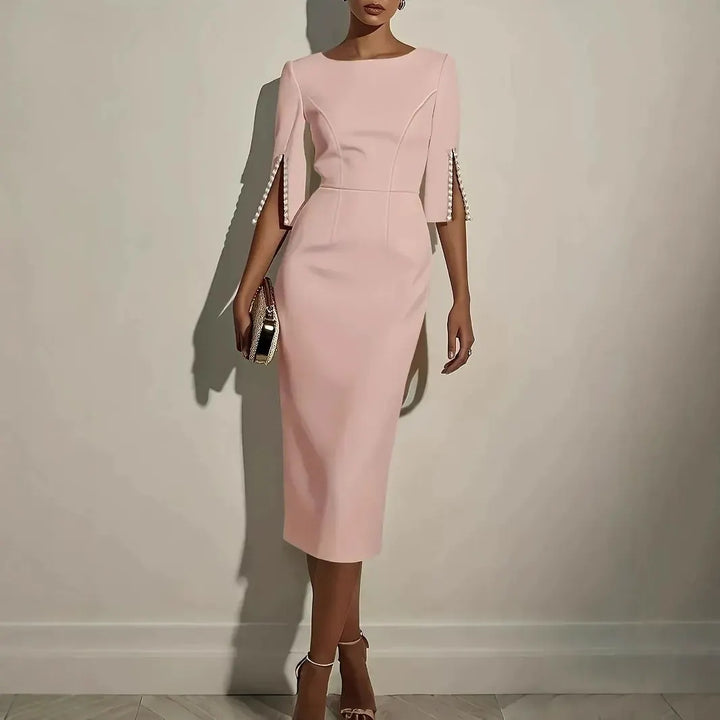 Avalyn - Midikleid mit perlenbesetzten Ärmeln