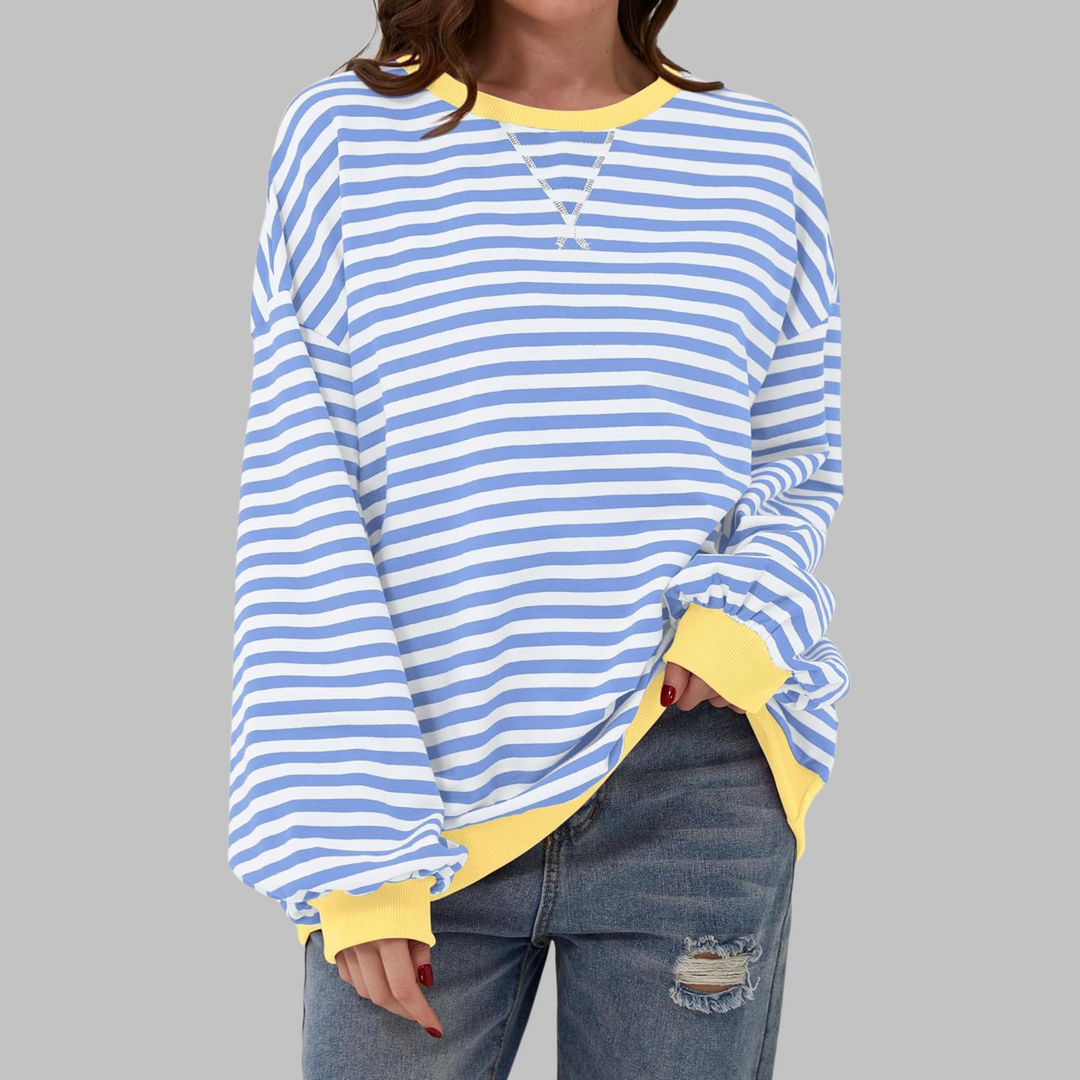 Adelia - Gestreiftes Langarm-Sweatshirt mit Soft-Touch-Finish