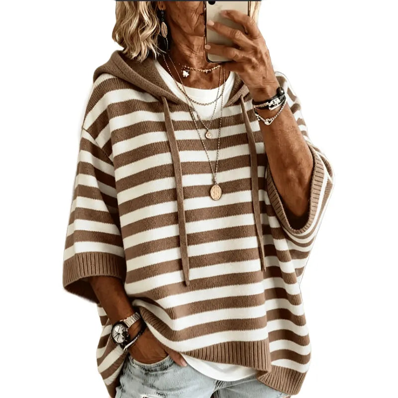 Leontine - gestreifter Strickhoodie