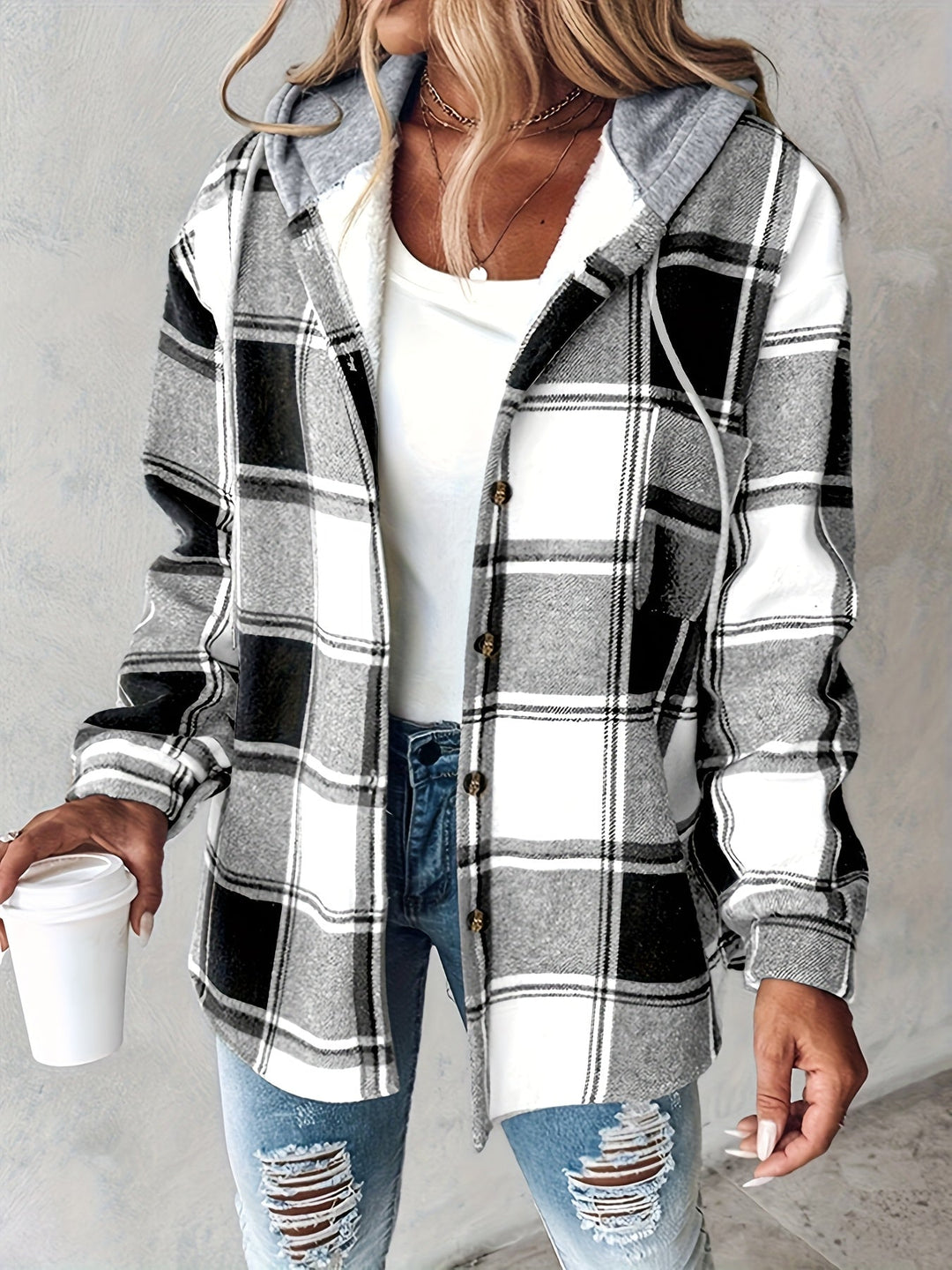 Genevessa - Weiche Hemdjacke mit Kapuze