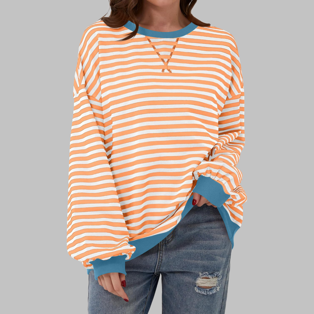 Adelia - Gestreiftes Langarm-Sweatshirt mit Soft-Touch-Finish