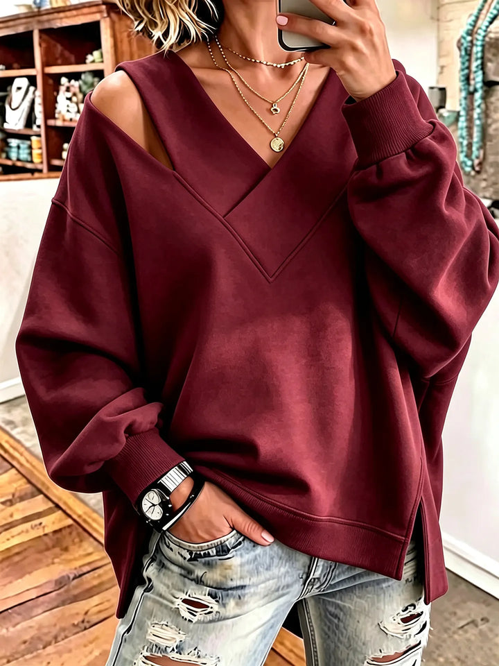 Aurelia - Sweatshirt mit Cut-out-Detail und V-Ausschnitt