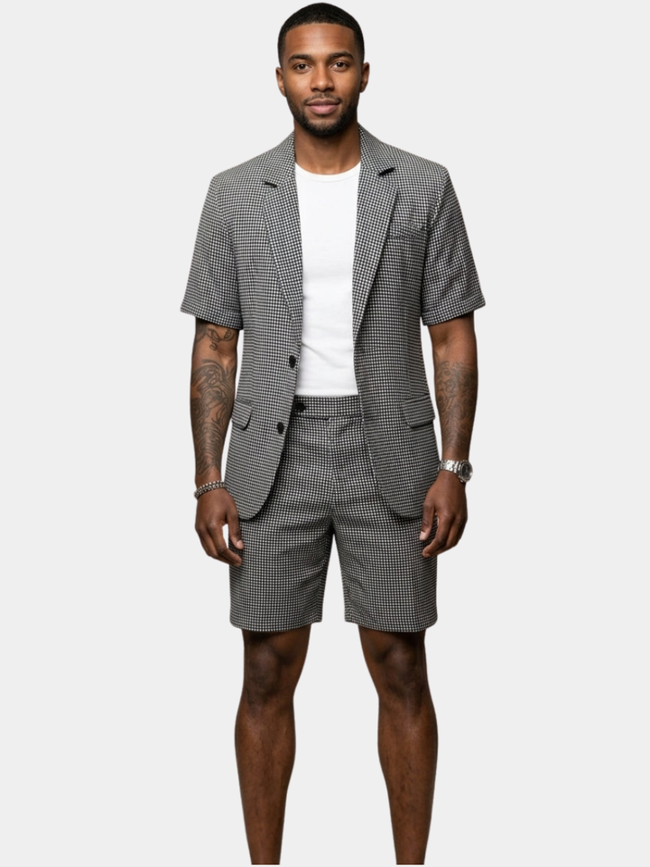 Rufus - Taillierter karierter Zweiteiler aus Blazer und Shorts