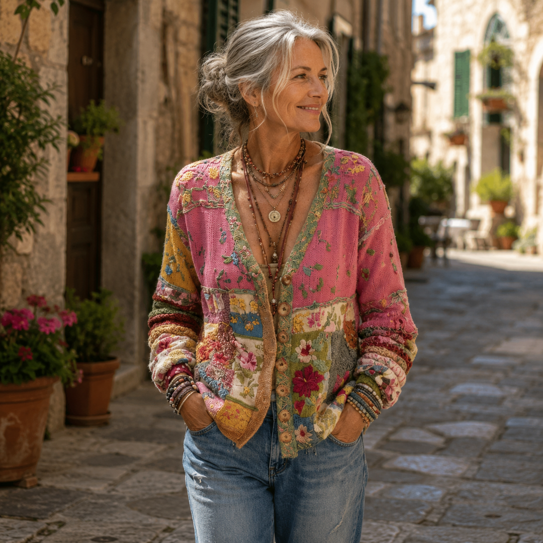 Celestara - Extraweicher Patchwork-Cardigan