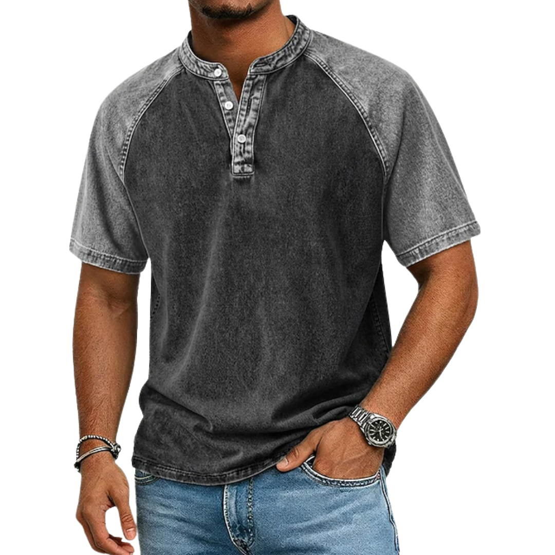 Edgehill - Henley-Shirt mit Vintage-Waschung