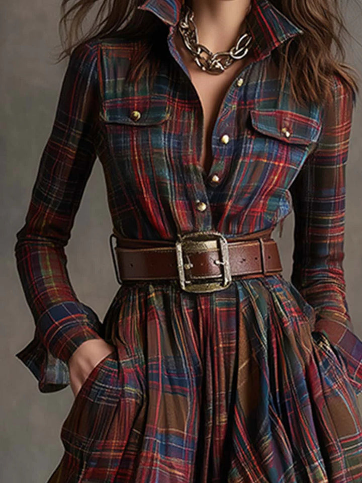 Caralisse - Premium kariertes Maxikleid