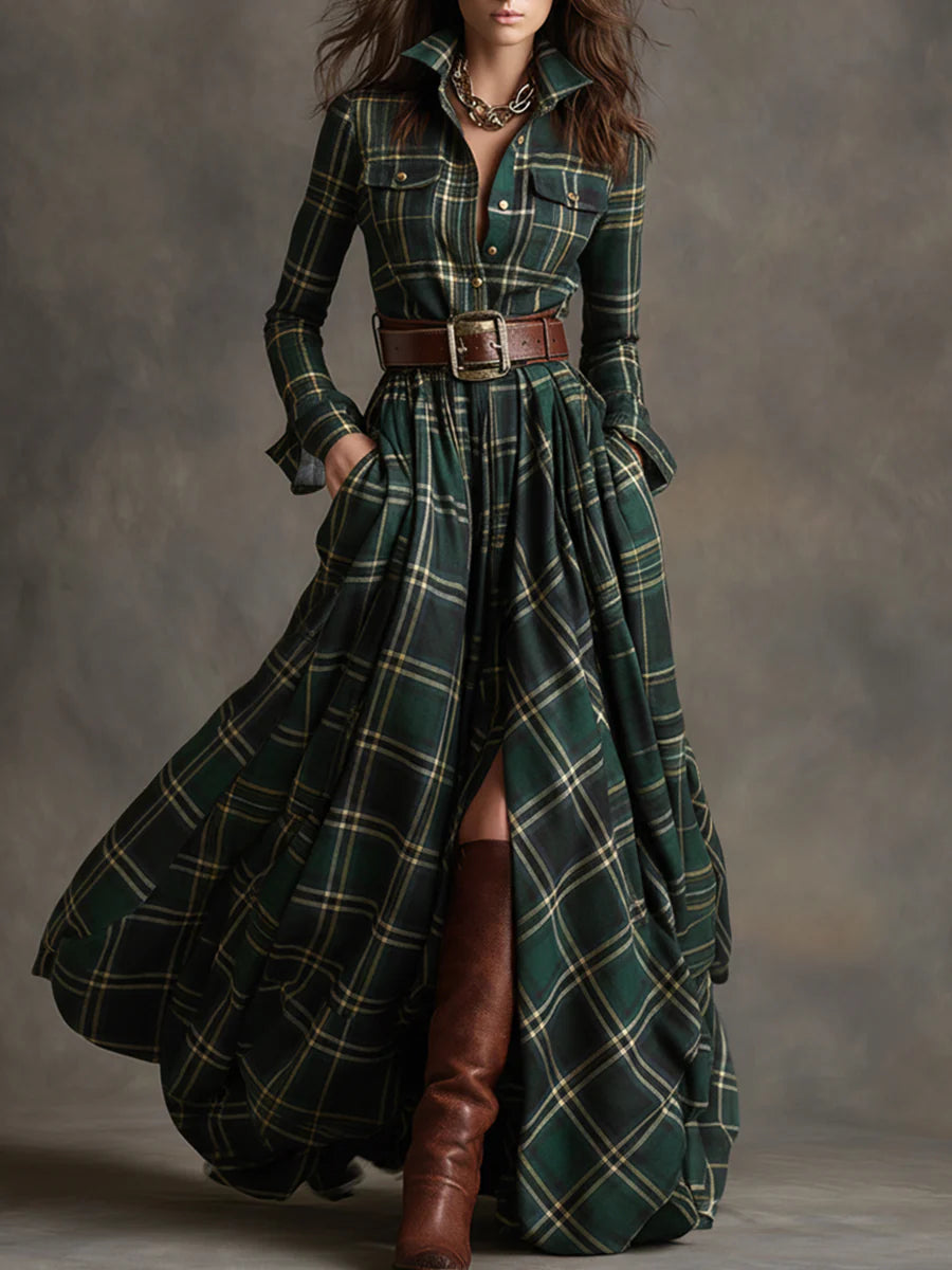 Caralisse - Premium kariertes Maxikleid