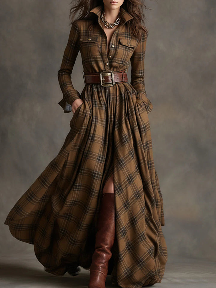 Caralisse - Premium kariertes Maxikleid