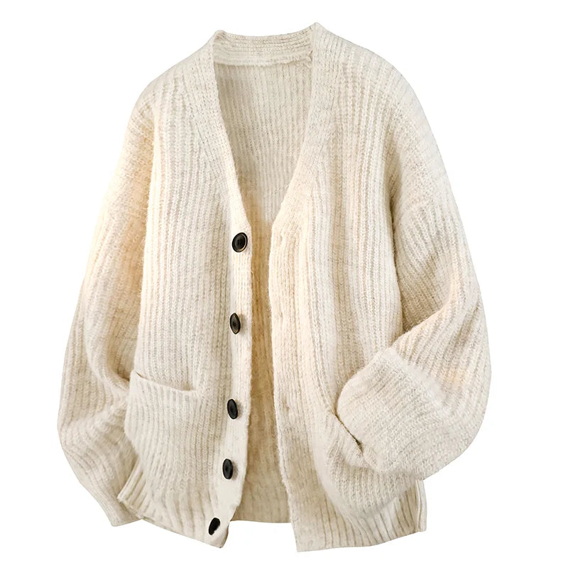 Galienne - Übergroßer Soft-Touch-Cardigan mit V-Ausschnitt