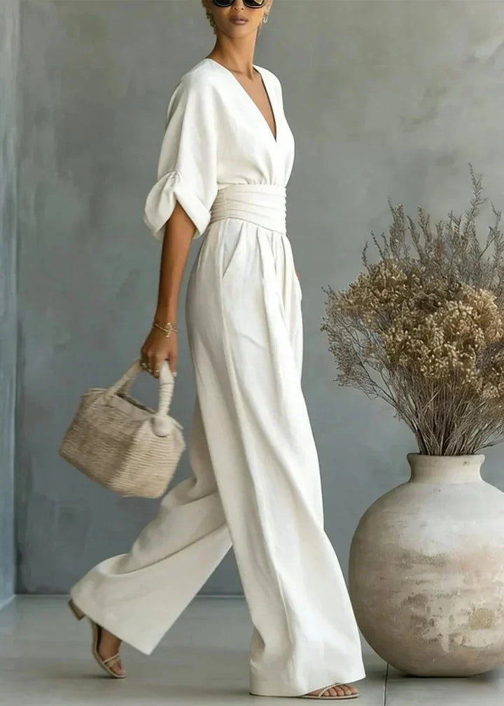 Solavie - Fließender Jumpsuit mit weitem Bein