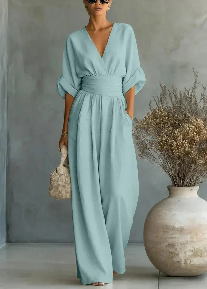 Solavie - Fließender Jumpsuit mit weitem Bein