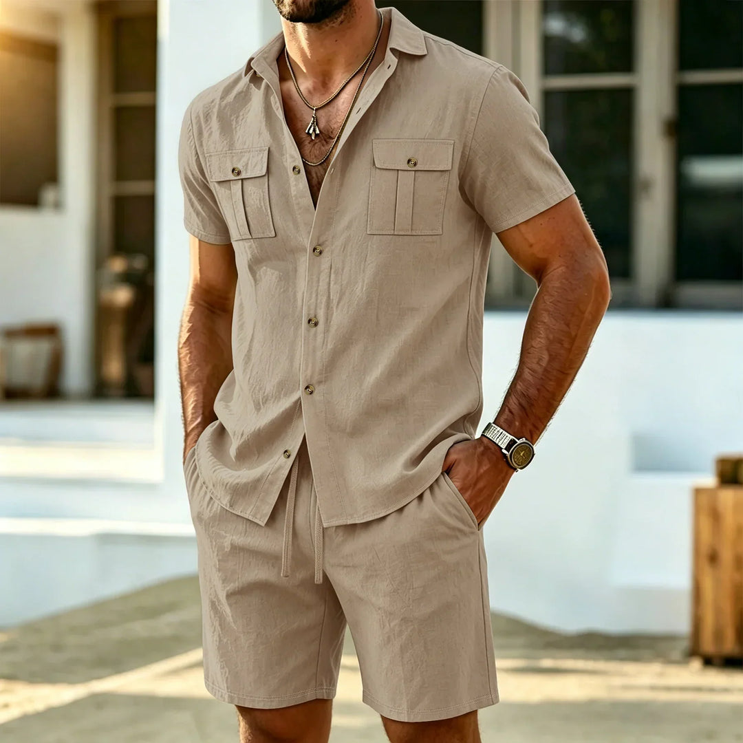 Dunley - Luftiger Zweiteiler aus Hemd und Shorts