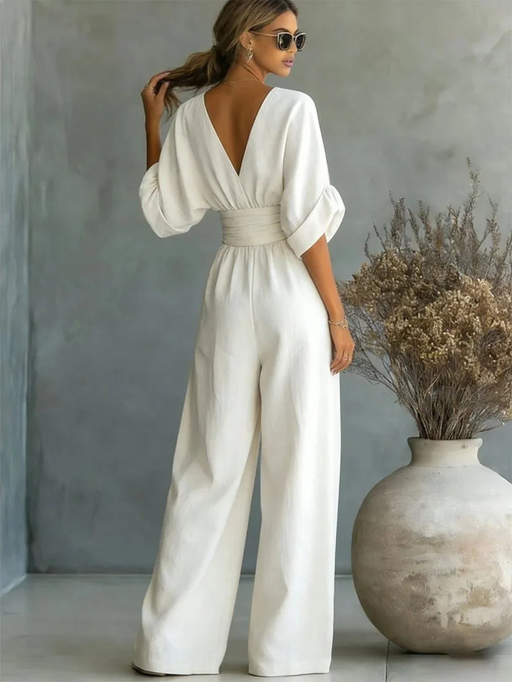 Solavie - Fließender Jumpsuit mit weitem Bein