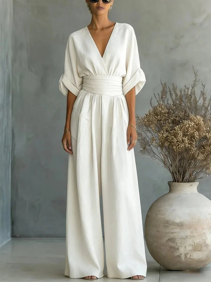 Solavie - Fließender Jumpsuit mit weitem Bein
