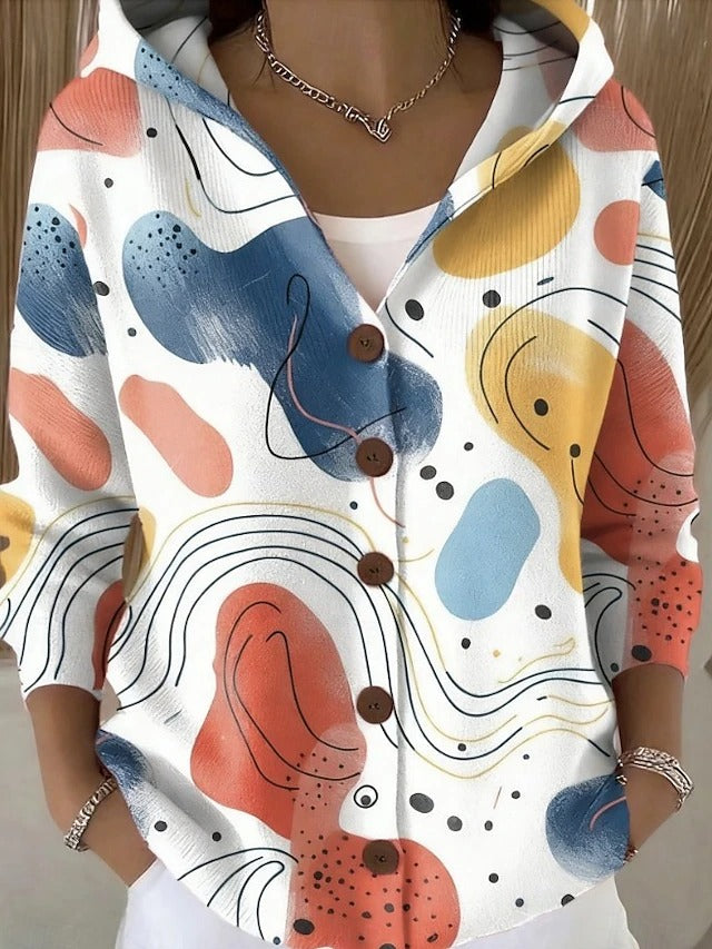 Thealyn - Colorblock-Strickjacke mit Kapuze