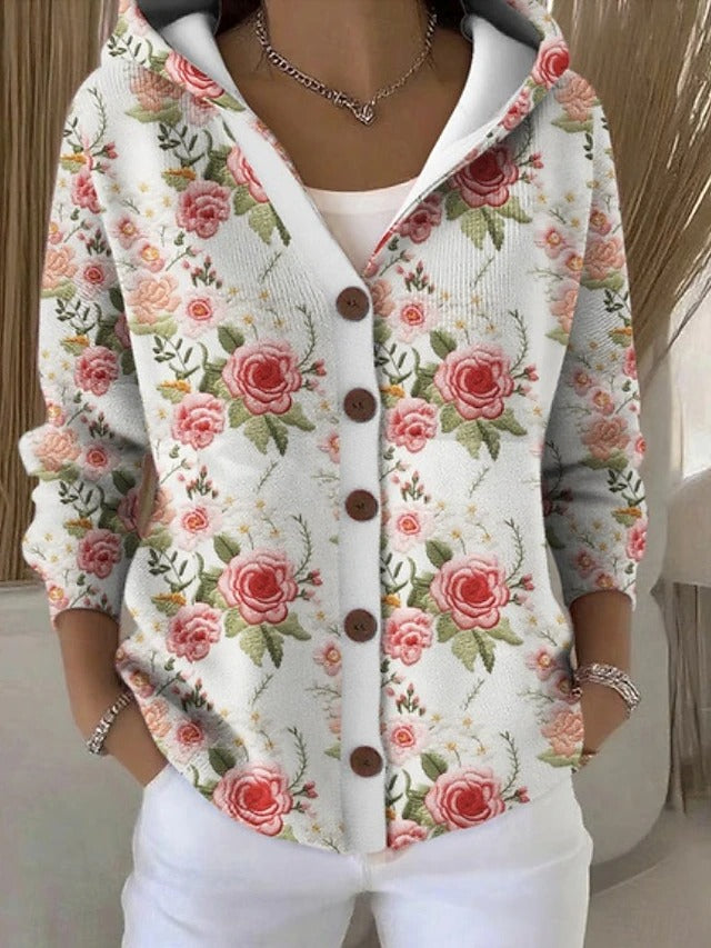 Thealyn - Colorblock-Strickjacke mit Kapuze