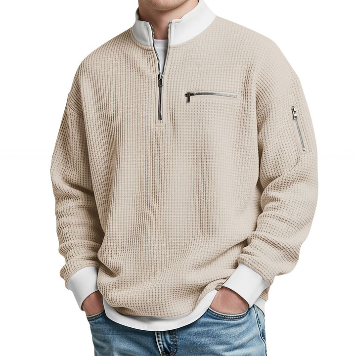 Peldon - Quarter-Zip-Pullover aus Waffelstrick