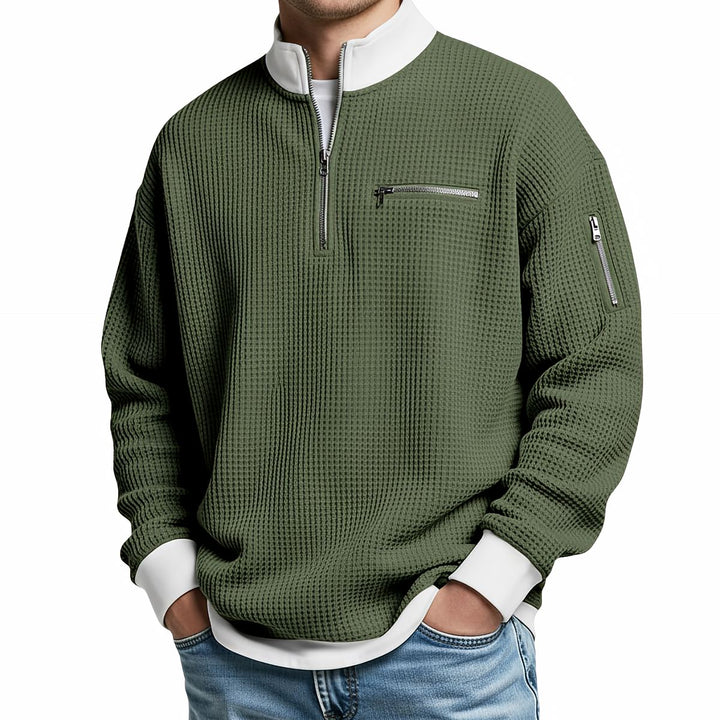 Peldon - Quarter-Zip-Pullover aus Waffelstrick