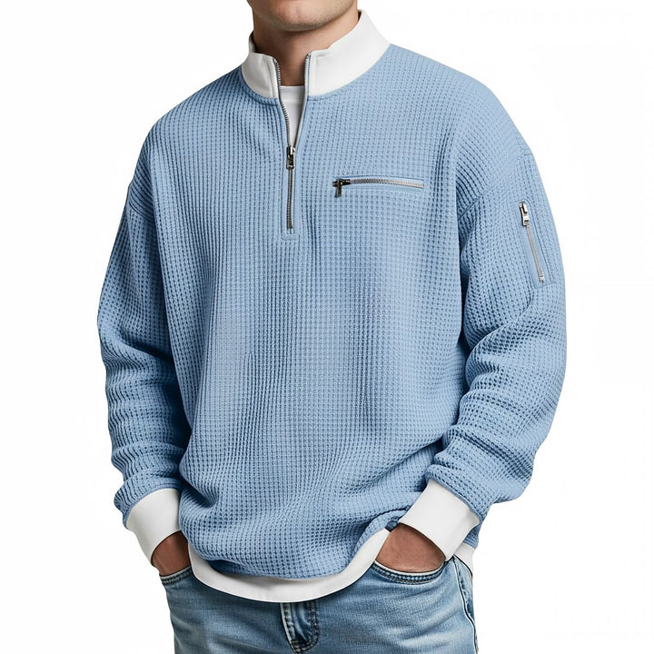 Peldon - Quarter-Zip-Pullover aus Waffelstrick