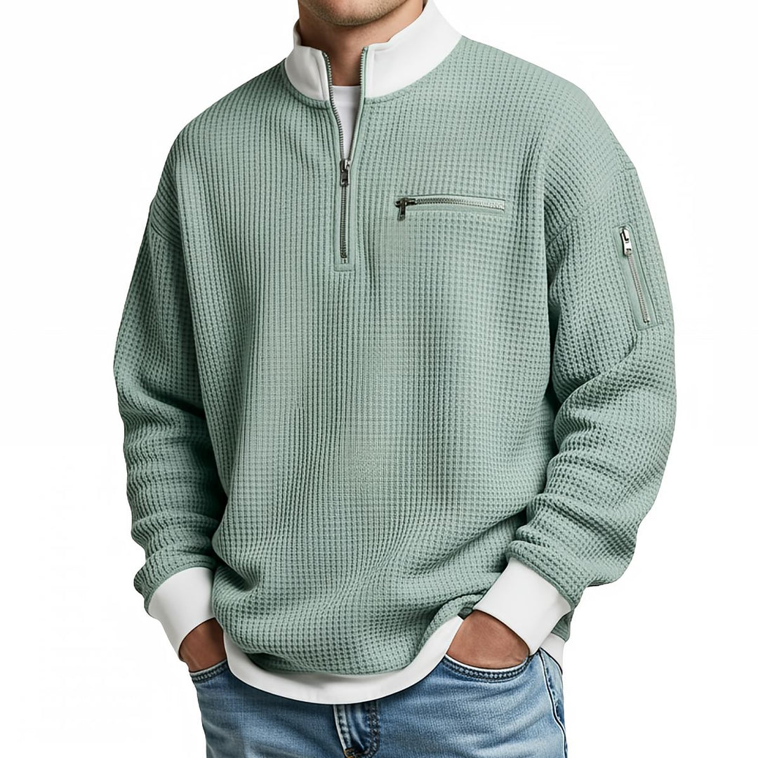 Peldon - Quarter-Zip-Pullover aus Waffelstrick