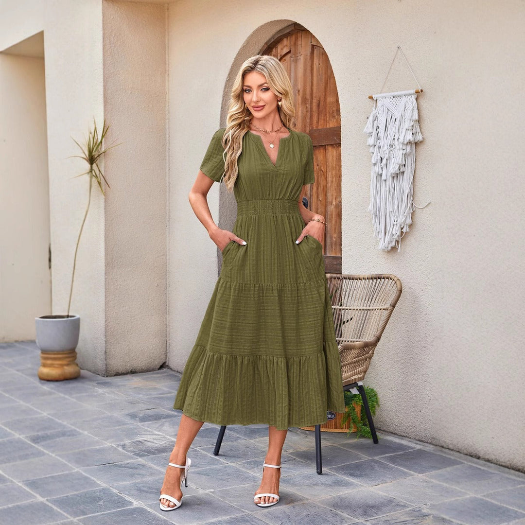 Astrelle - Strukturiertes Maxikleid mit Stufen