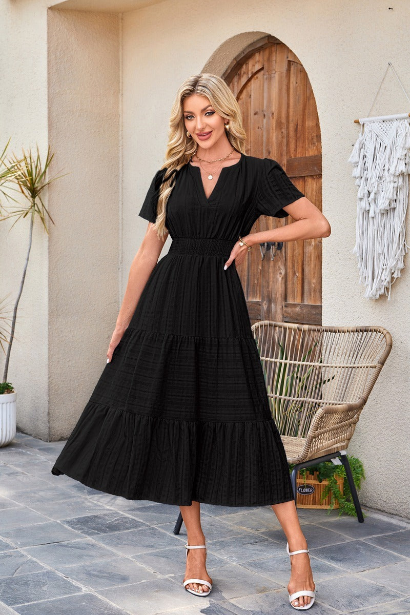 Astrelle - Strukturiertes Maxikleid mit Stufen