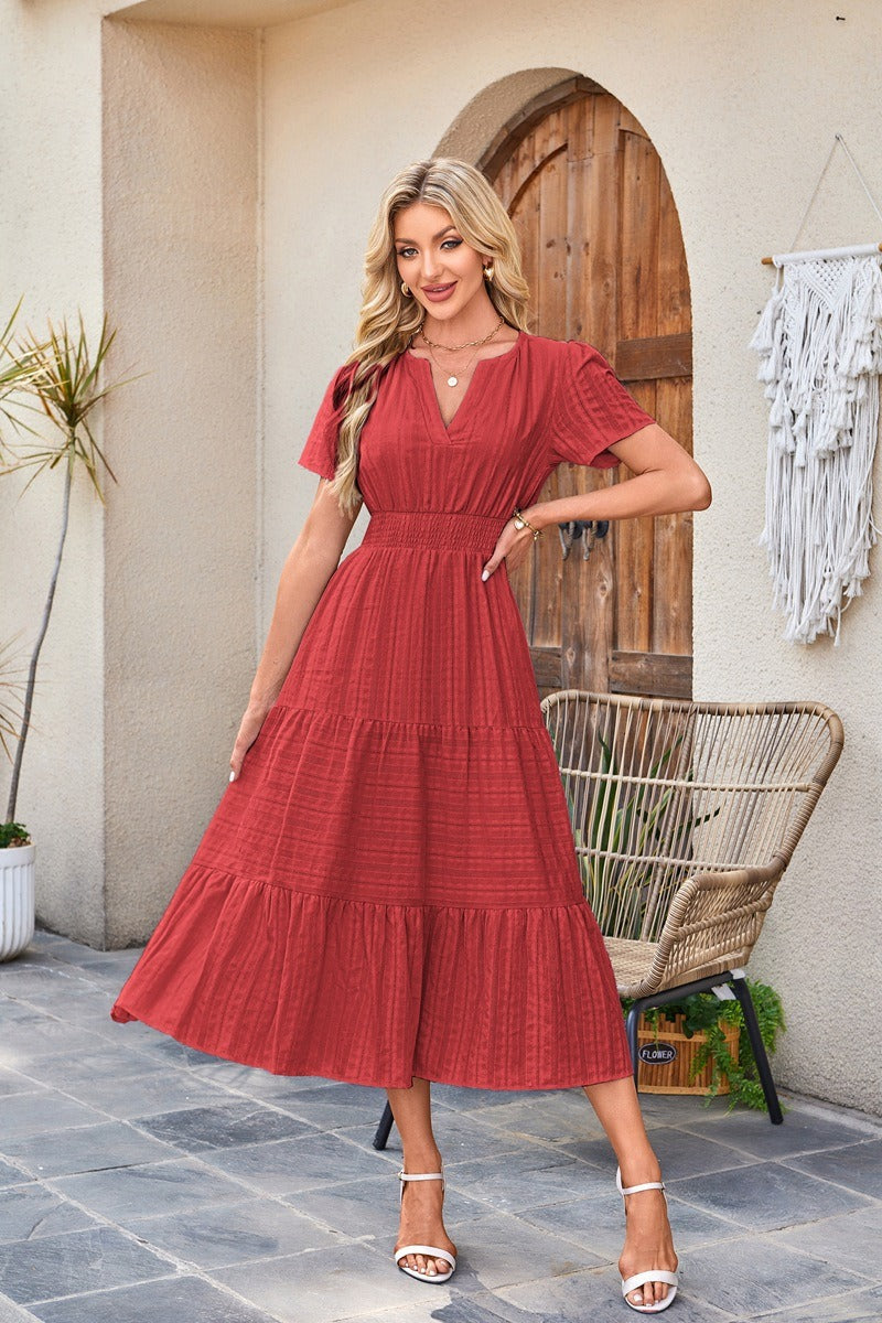 Astrelle - Strukturiertes Maxikleid mit Stufen