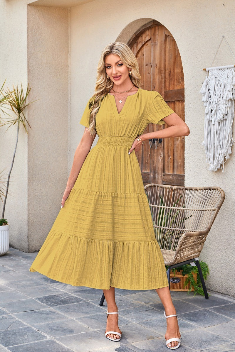 Astrelle - Strukturiertes Maxikleid mit Stufen