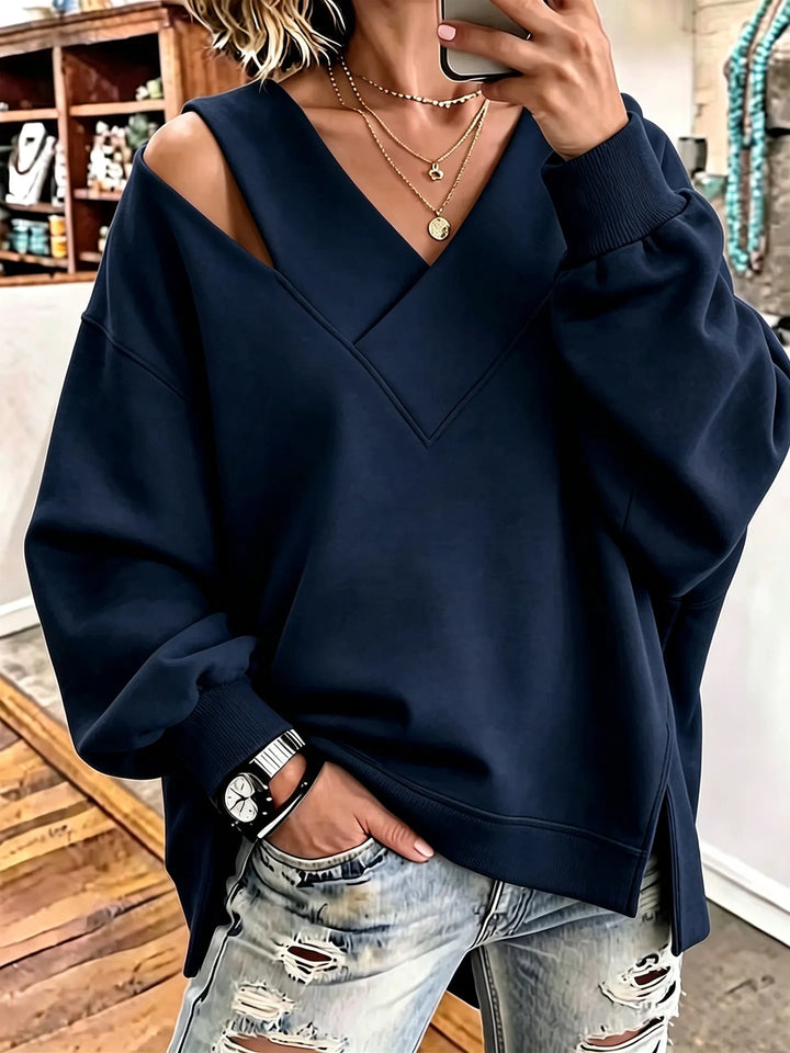 Aurelia - Sweatshirt mit Cut-out-Detail und V-Ausschnitt