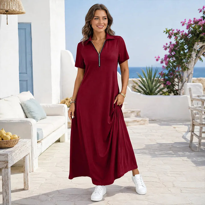 Primelle - Softtouch-Maxikleid mit Reißverschluss am Ausschnitt