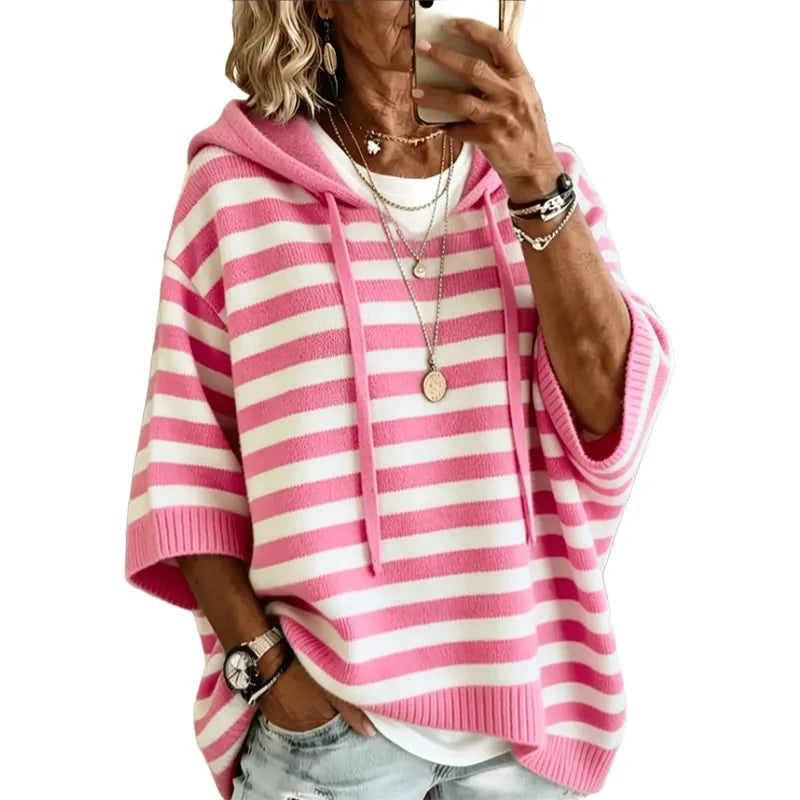 Leontine - gestreifter Strickhoodie