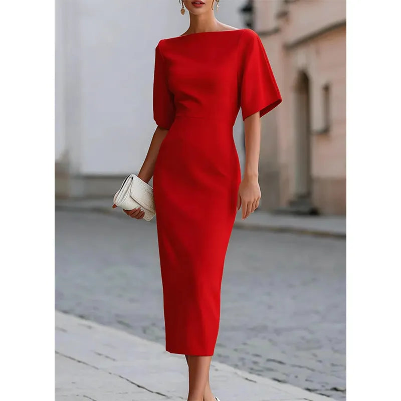 Leonelle - Elegantes Midikleid mit U-Boot-Ausschnitt