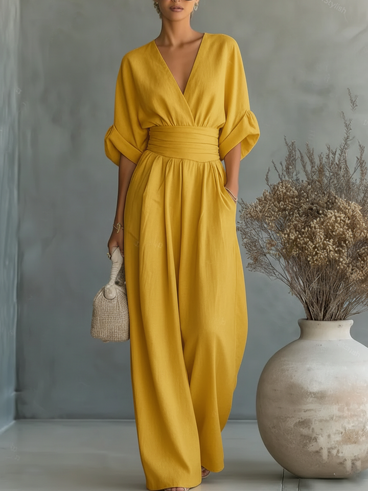 Solavie - Fließender Jumpsuit mit weitem Bein