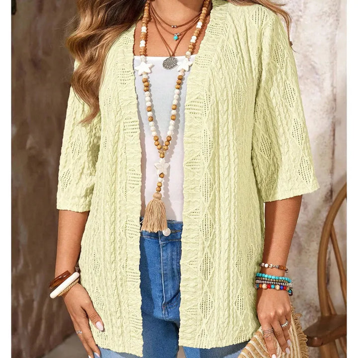 Delienne - Softtouch-Cardigan mit Ajourmuster