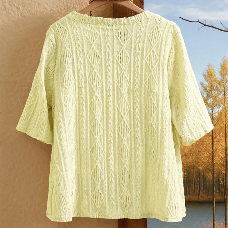 Delienne - Softtouch-Cardigan mit Ajourmuster