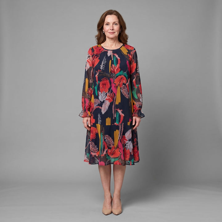 Anarose - Luftiges geblümtes Midikleid