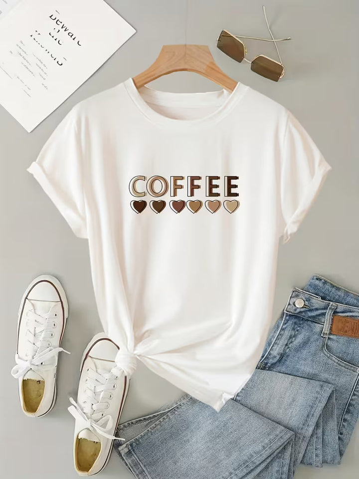 Sarai - Kaffeeherz-Print-T-Shirt