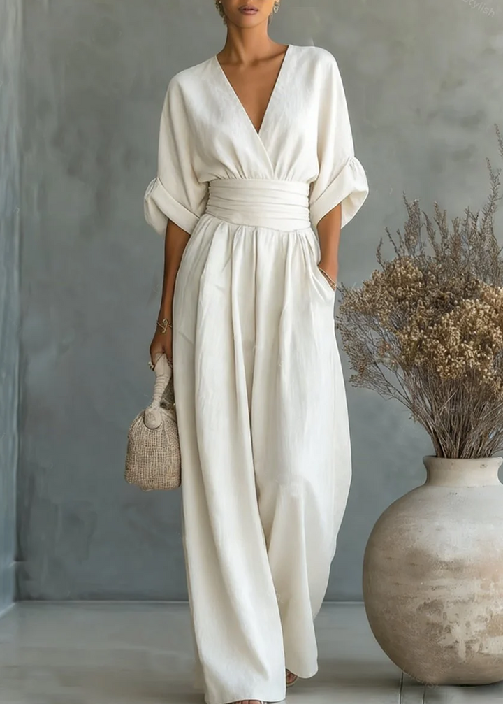 Solavie - Fließender Jumpsuit mit weitem Bein
