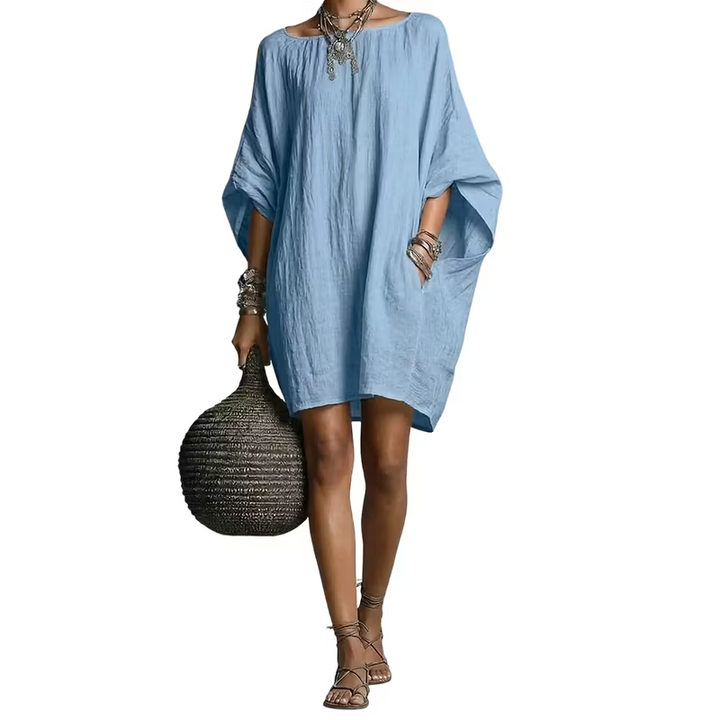 Sabina - Schulterfreies Soft-Touch-Midikleid