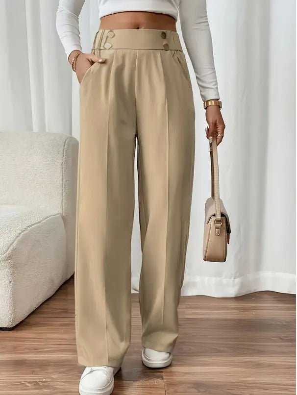 Ashlena - hochtaillierte, weit geschnittene Hose mit Soft-Touch