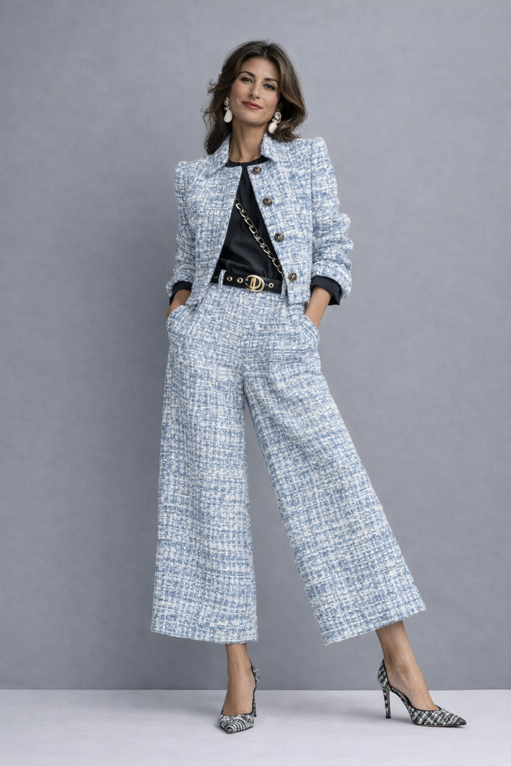 Norabel - Set aus strukturierter Kurzjacke und weit geschnittener Hose