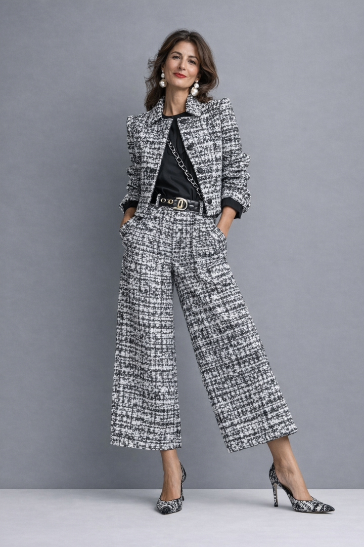 Norabel - Set aus strukturierter Kurzjacke und weit geschnittener Hose