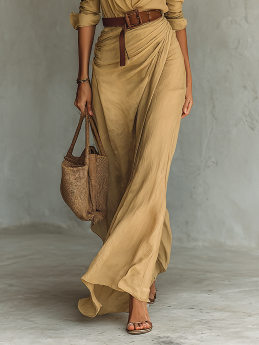 Calantha - Weiches Maxi-Hemdkleid mit Gürtel