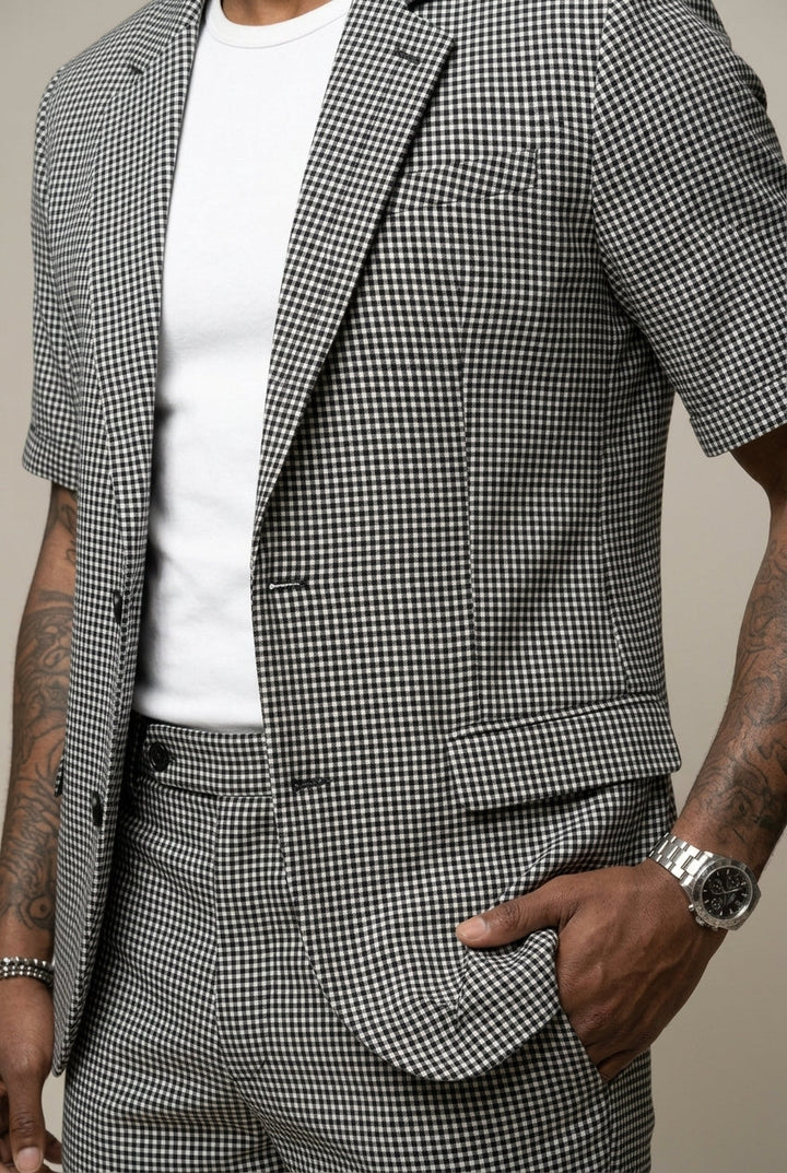 Rufus - Taillierter karierter Zweiteiler aus Blazer und Shorts