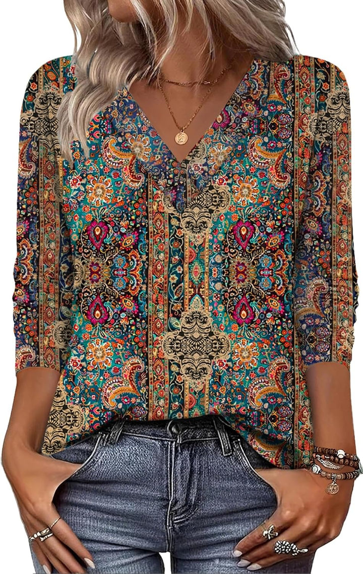 Arianwen - Soft-Touch-Bluse mit V-Ausschnitt