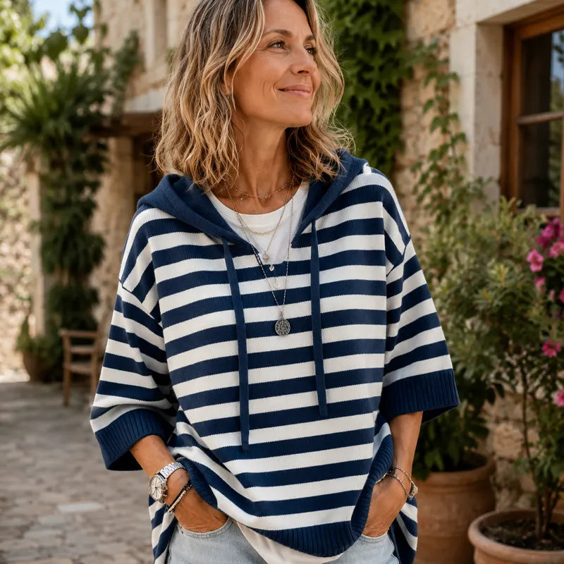 Leontine - gestreifter Strickhoodie