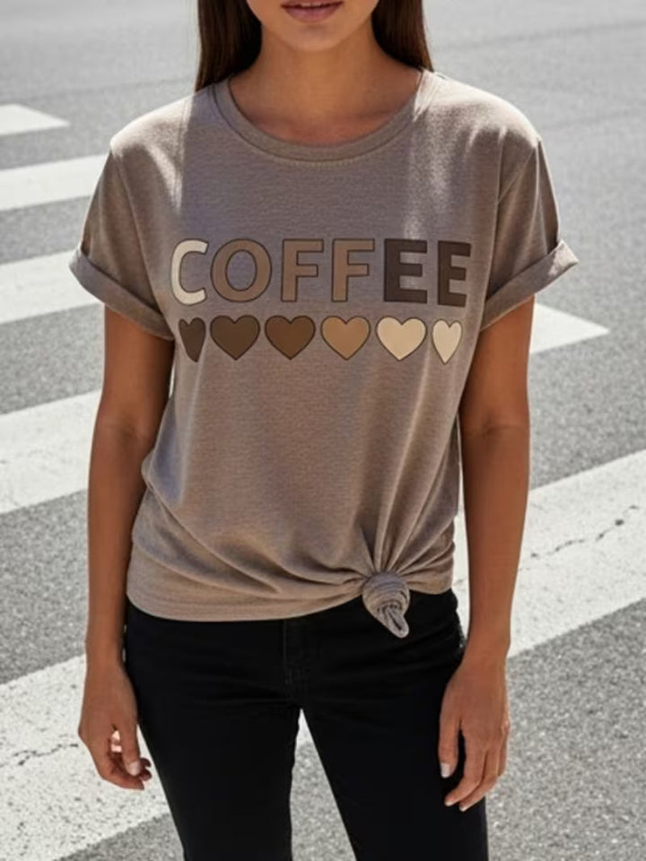 Sarai - Kaffeeherz-Print-T-Shirt