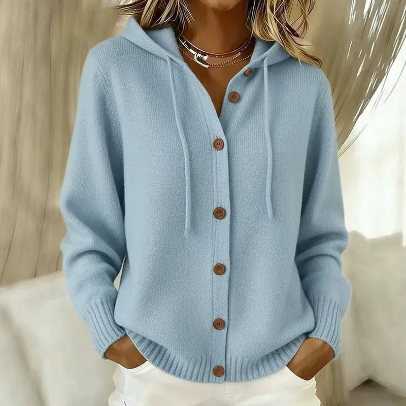 Emanora - Kuscheliger Kapuzen-Cardigan mit Knopfleiste