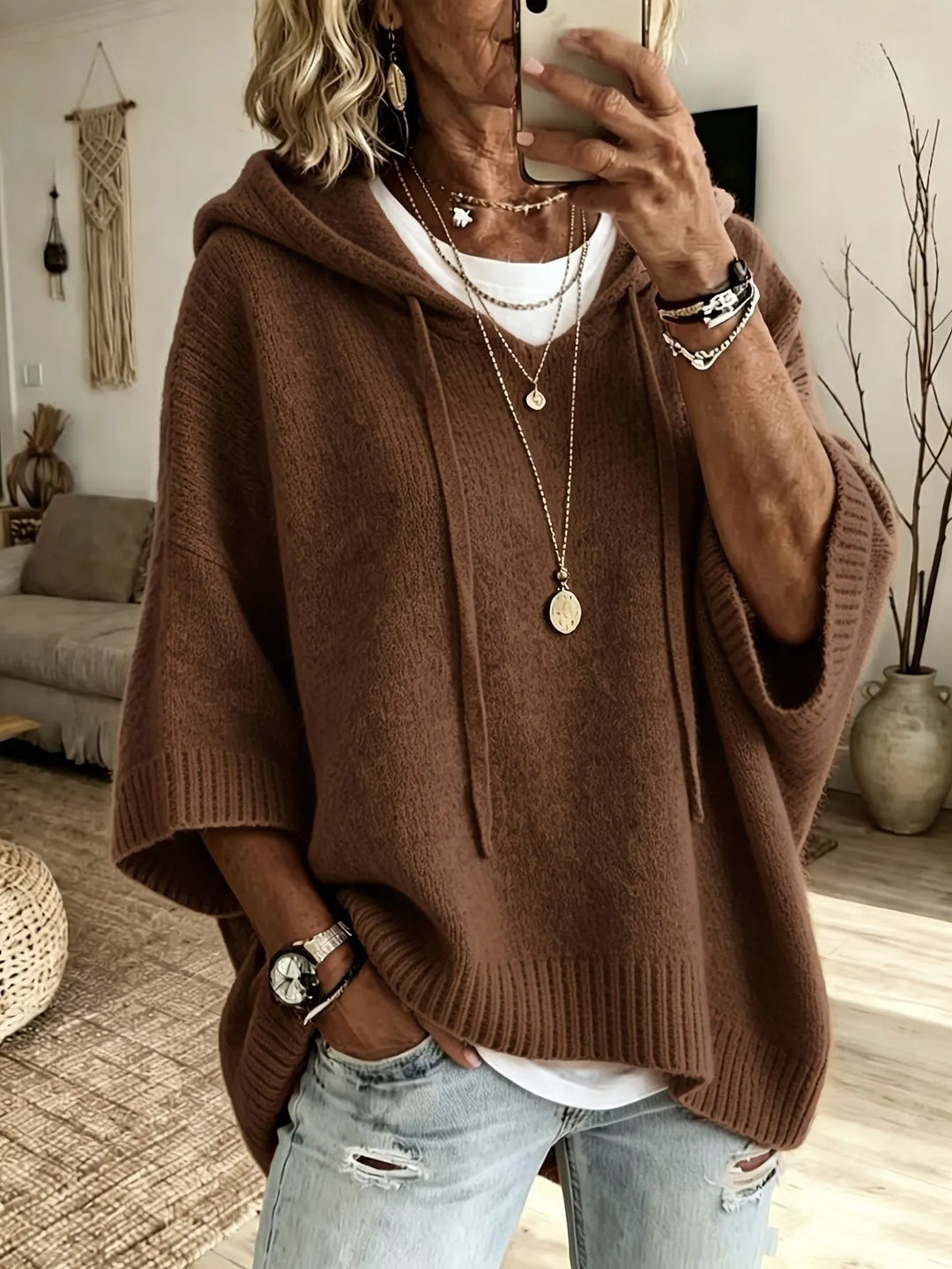 Celandria - Oversized-Kurzarm-Hoodie mit besonders weichem Griff